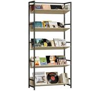 Étagère séparateur de pièce HOMCOM, bibliothèque à 5 niveaux, étagères de rangement avec structure métallique et conception antidérapante pour salon, chambre à coucher, bureau à domicile, chêne