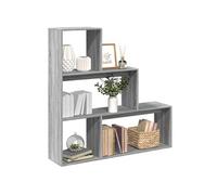 Etagère séparatrice de pièce 3niveaux sonoma gris 123x29x123 cm, bibliothèque, support à livres, étagère 857990