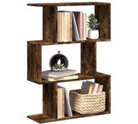 vidaXL Étagère séparatrice de pièce à 3 Niveaux chêne fumé 70x24x97 cm, bibliothèque, Support à Livres, étagère d'exposition, étagère à Livres