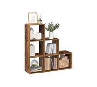 Etagère séparatrice de pièce à 3 niveaux vieux bois 99x29x99 cm
