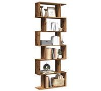 Étagère séparatrice de pièce à 6 niveaux vieux bois 70x24x193cm Marron G