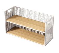 Étagère sous évier à 2 niveaux - Étagère de bureau naturelle pour cuisine, bureau et maison, solution de rangement polyvalente pour livres, salle de bain et plus encore (40 cm)