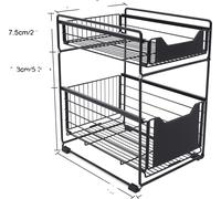Étagère sous l'évier de la cuisine, organisateur de rangement à 2 niveaux, design indépendant, noir