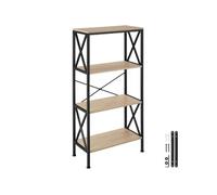 Bibliothèque - TECTAKE - Étagère sur 4 niveaux BARRY avec entretoises latérales en bois et acier 61,5 x 31,5 x 133,5 cm - Bois clair