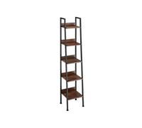 ECHELLE ETAGERE - TECTAKE - Étagère FOLKESTONE en Bois et Acier avec 4 compartiments ouverts avec étagère réglable - Bois Foncé