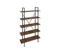 Bibliothèque - TECTAKE - Étagère sur 5 niveaux GLASGOW au style industriel en bois et acier 106 x 34,5 x 179,5 cm - Bois foncé