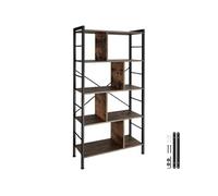 Bibliothèque - TECTAKE - Étagère sur 4 niveaux CHARLESTON avec 8 compartiments en bois et acier 75,5 x 30 x 155 cm - Bois foncé