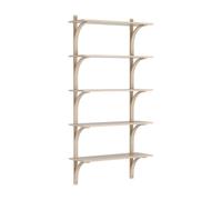 Étagère Suédoise Levi 90, Grand Modèle, Laiton/chêne Pigmenté Blanc