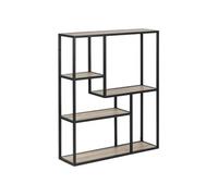 Toilinux - Etagère sur 4 niveaux asymétriques en MDF et métal - Noir et Beige - Sireine Beige