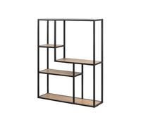 Toilinux - Etagère sur 4 niveaux asymétriques en MDF et métal - Noir et Marron - Sireine Marron