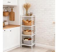Étagère sur Pied à 4 étages en métal Robuste - Design Industriel - Installation Facile pour Garage, Cuisine, Bureau, bibliothèque, Coin - 39 x 30 x 112 cm - Blanc
