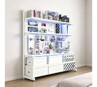 Étagère sur pied avec panneau perforé, meuble de rangement autoportant pour espace gaming, système modulaire avec 20 crochets - Organiseur de rangement polyvalent(White,66cm)