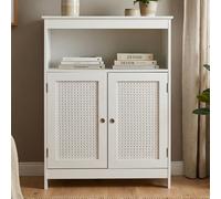 Étagère sur pied blanche portes cannage étagère de rangement armoire commode