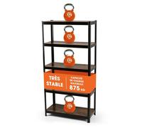 Étagère sur Pied EASYmaxx Design Industriel 180 x 90 x 40 cm avec capacité de charge 875 kg avec 5 étagères réglables rectangulaire