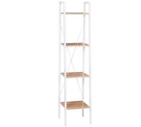 Étagère sur pied en métal et bois avec 4 étagères blanc Helloshop26 19_0000586