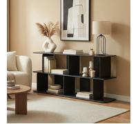 [en.casa] Étagère sur Pied Gäljami avec 4 Compartiments de Rangement Bibliothèque au Design Bas Allongé Meuble TV Séparateur de Pièce Salon Chambre MDF 160 x 35 x 74 cm Noir