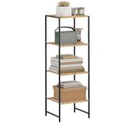 Étagère sur pied HOMCOM Étagère de salle de bain en bambou et acier, avec 4 tablettes, étagère de cuisine Étagère à livres à 4 niveaux pour salle de bain, salon, couloir, cuisine, 36,5 x 33 x 110 cm,