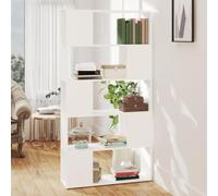Étagère sur pied, séparateur de pièce, blanche, 80 x 24 x 155 cm, en bois fin, avec 5 compartiments, espace de rangement polyvalent pour salon, couloir ou bureau