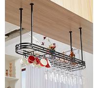 Étagère suspendue au plafond, étagères flottantes, casiers à vin muraux, porte-bouteille de vin, support de verre à vin en fer métallique suspendu au plafond, porte-verres à pied (taille : 100x25x30)