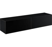 Étagère suspendue Evaton Noir brillant Armoire suspendue 140x33x30cm Meuble-paroi avec 2 étagères TV Lowboard Console suspendue [en.casa]