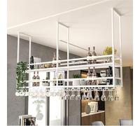 Étagère suspendue pour verres - Étagère suspendue, Porte-bouteilles de plafond en fer forgé, Étagère de rangement de cuisine au plafond, Étagère murale pour verres à vin, Étagères flottantes LOFT po