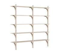 Swedese Étagère Levi à 5 plateau Blanc pigmenté chêne-laiton. 180 cm