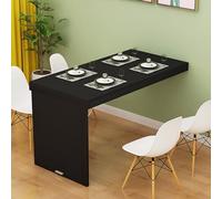Étagère télescopique pliante invisible, table murale en bois pour cuisine, salle à manger, salle de séjour, balcon (noir + cadre noir 9 pouces)