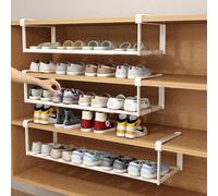 Étagère Télescopique Slim pour Chaussures - Organisateur Extensible de 30 à 50 cm / 40 à 70 cm / 50 à 90 cm - Rétractable Sous Support Suspendu Pratique Double Espace(White,2PK(40-70/15.7-27.6in))