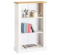 Etagère Tequila bibliothèque 3 étagères, dim 70 x 116 x 30 cm, en pin Massif lasuré Blanc et Brun