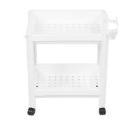 Étagère Tour Salle de Bain en Plastique Blanc - Rangement Multifonctionnel, Gain de Place et Résistante - Idéale pour Cuisine, Chambre, Bureau et Coin Difficile d’Accès (2 couches (avec roues))