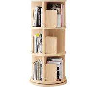 Étagère Tournante 2/3/4/5/6 Niveaux en Bois Massif Bibliothèque Rotative à 360 ° Étagère De Bibliothèque Ouverte en Bois Organiser pour Le Bureau à Domicile, Brown, 46 * 97cm