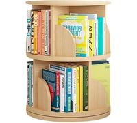 Étagère Tournante à 2/3/4/5/6 Niveaux Bibliothèque Haute Ronde en Bois Étagère De Rangement D’Angle Étagère De Rangement Bibliothèque Tournante avec Déflecteur, Wood Color, 40 * 128cm