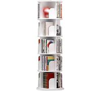 Étagère Tournante à 2/3/4/5/6 Niveaux Étagère Ronde Rotative Étagère à 360 Degrés Étagère D’Angle Pivotante Au Sol à 360° Salon, White, 40 * 97cm