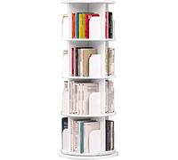 Étagère Tournante à 2/3/4/5/6 Niveaux Étagère Ronde Rotative Étagère à 360 Degrés Étagère D’Angle Pivotante Au Sol à 360° Salon, White, 46 * 128cm