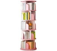 Étagère Tournante Bibliothèque Rotative à 5 étagères Multifonctionnelle Bibliothèque Rotative à 360 Degrés Étagère D’Angle Au Sol pour Chambre à Coucher Salon, Pink, 50 * 157cm