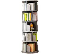 Étagère Tournante Bibliothèque Rotative à 5 étagères Multifonctionnelle Bibliothèque Rotative à 360 Degrés Étagère D’Angle Au Sol pour Chambre à Coucher Salon, Grey, 50 * 157cm