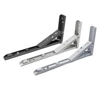 Étagère triangulaire à équerre pliante en acier | Noir Blanc 8-14 pouces Garage Bureau Cuisine: 2 pcs Banc Table Étagère Support(Black-10 Inch)