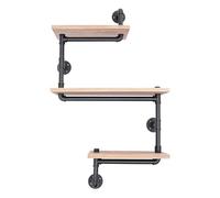 Étagère tubulaire industrielle à 3 niveaux - Étagère flottante rustique en fer pour mur - Étagère murale vintage rétro industrielle - Bibliothèque DIY - Supports pour la maison, la cuisine, le bureau
