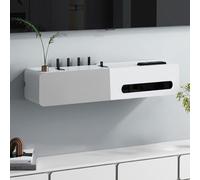 Étagère TV flottante, console multimédia et décoration murale pour salon, chambre à coucher et salle multimédia - Étagère utilitaire avec boîte de blindage pour prise murale
