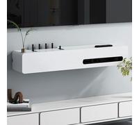 Étagère TV flottante - Décoration murale pour console multimédia, étagère utilitaire pour salon, chambre, salle multimédia, étagère d'angle, support TV, boîte de blindage de prise murale