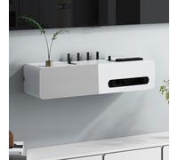 Étagère TV flottante - Décoration murale pour console multimédia, étagère utilitaire pour salon, chambre, salle multimédia, étagère d'angle, support TV, boîte de blindage de prise murale