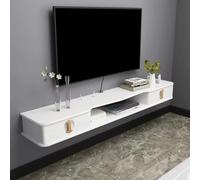 Étagère TV flottante pour salon - Centre de divertissement mural rustique avec 2 tiroirs de rangement - Longue unité multimédia élégante - Console TV moderne pour décoration d'intérieur