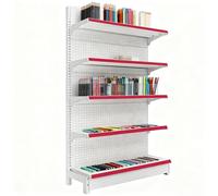 Étagère Unilatérale de Supermarché pour Épicerie et Rayon Des Snacks, Étagère de Rangement à 5 Niveaux avec Crémaillère, Utilisée dans Magasins d'Alcool et Fournitures de Bureau 93×43×195cm