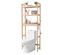 VEVOR Étagère WC, Meuble de Rangement au-Dessus des Toilettes Réglable à 3 Niveaux, Étagère de Salle de Bain Autoportante, avec 3 Crochets, Organisateur Convient à la Plupart des Toilettes, Buanderie