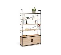 IDMarket Étagère DETROIT XL 5 niveaux avec placard – design industriel 170 cm