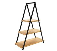 Etagere XXL Noir - 53 x 36 cm - Étagère à servir Alzatina avec 3 étagères en bambou avec structure métallique - Support pour gâteaux au fromage dessert