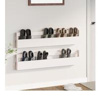 Étagères à chaussures - Blanc - 2 pcs - Bois massif - 110x9x23cm - Meuble d’entrée