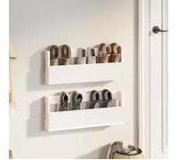 Étagères à chaussures - Blanc - 2 pcs - Bois massif - 59x9x23 cm - Design contemporain