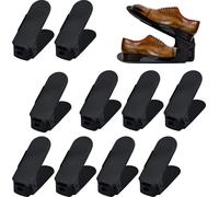 Étagères à chaussures Set réglable Antidérapant Empileur de chaussures réglable 3 hauteur, plastique (30 pièces, noir) CEEDIR