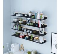 Étagères à Livres flottantes en métal avec lumière LED éclairée intégrée, étagère Murale Moderne sans étagère, Rangement Flottant pour décoration d'intérieur, étagère d'éclairage,Noir,100cm